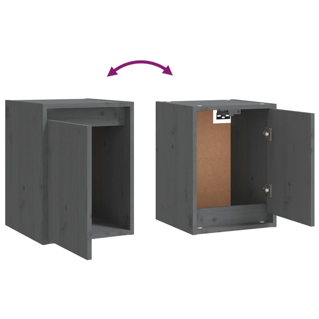 vidaXL Wall Cabinets 2pcs Gray 11.8"x11.8"x15.7" Solid Wood Pine
