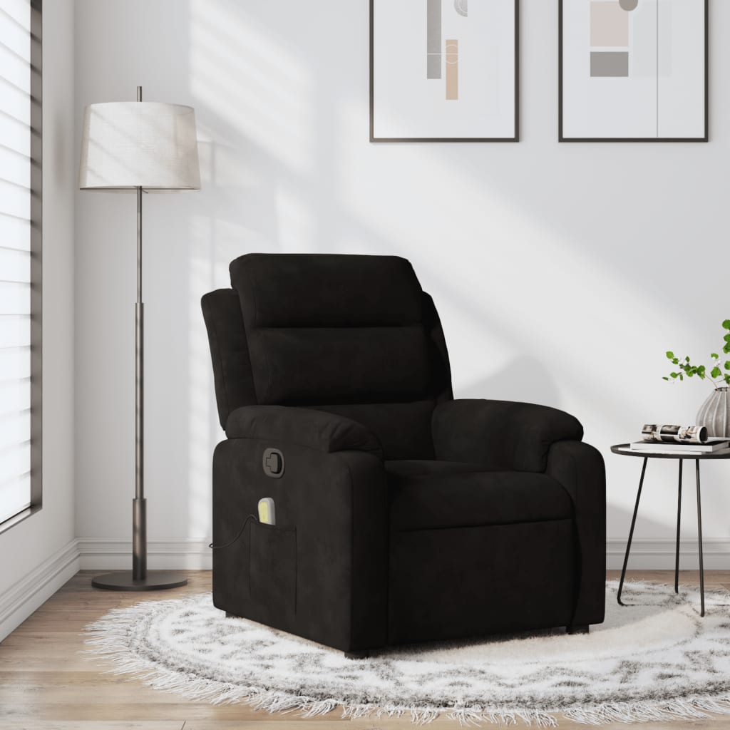 vidaXL Massage Recliner Chair Black Velvet