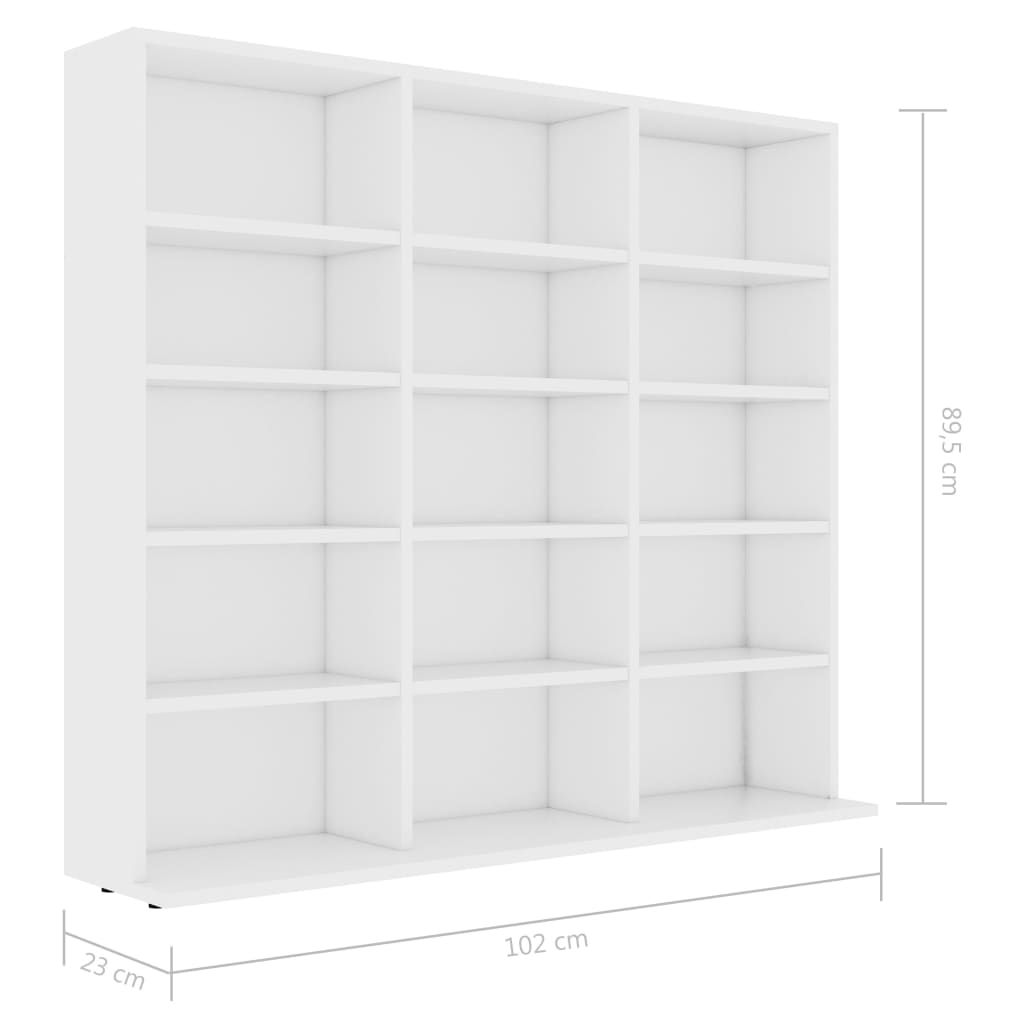 vidaXL CD Cabinet White 40.2"x9.1"x35.2" Engineered Wood