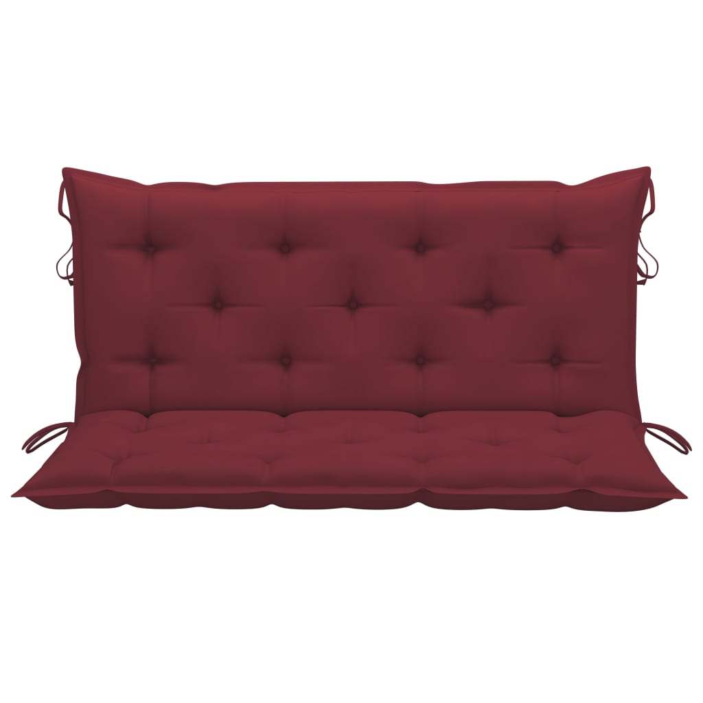 vidaXL Swing Bench with Wine Red Cushion 47.2" Solid Wood Teak