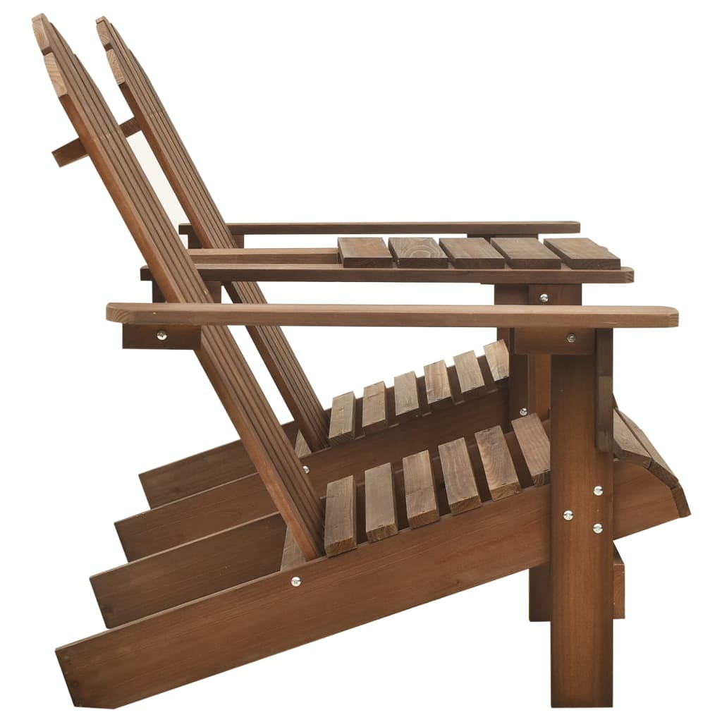 vidaXL Patio Adirondack Chairs with Tea Table Solid Fir Wood Brown