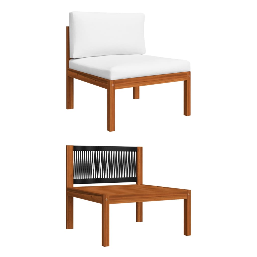 vidaXL Patio Middle Sofa with Cushions Solid Acacia Wood