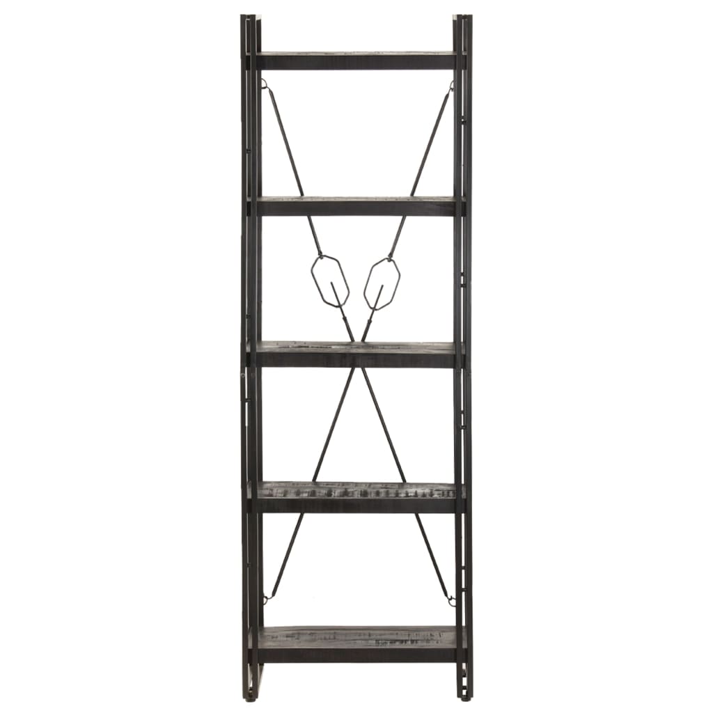 vidaXL 5-Tier Bookcase Black 23.6"x11.8"x70.9" Solid Mango Wood