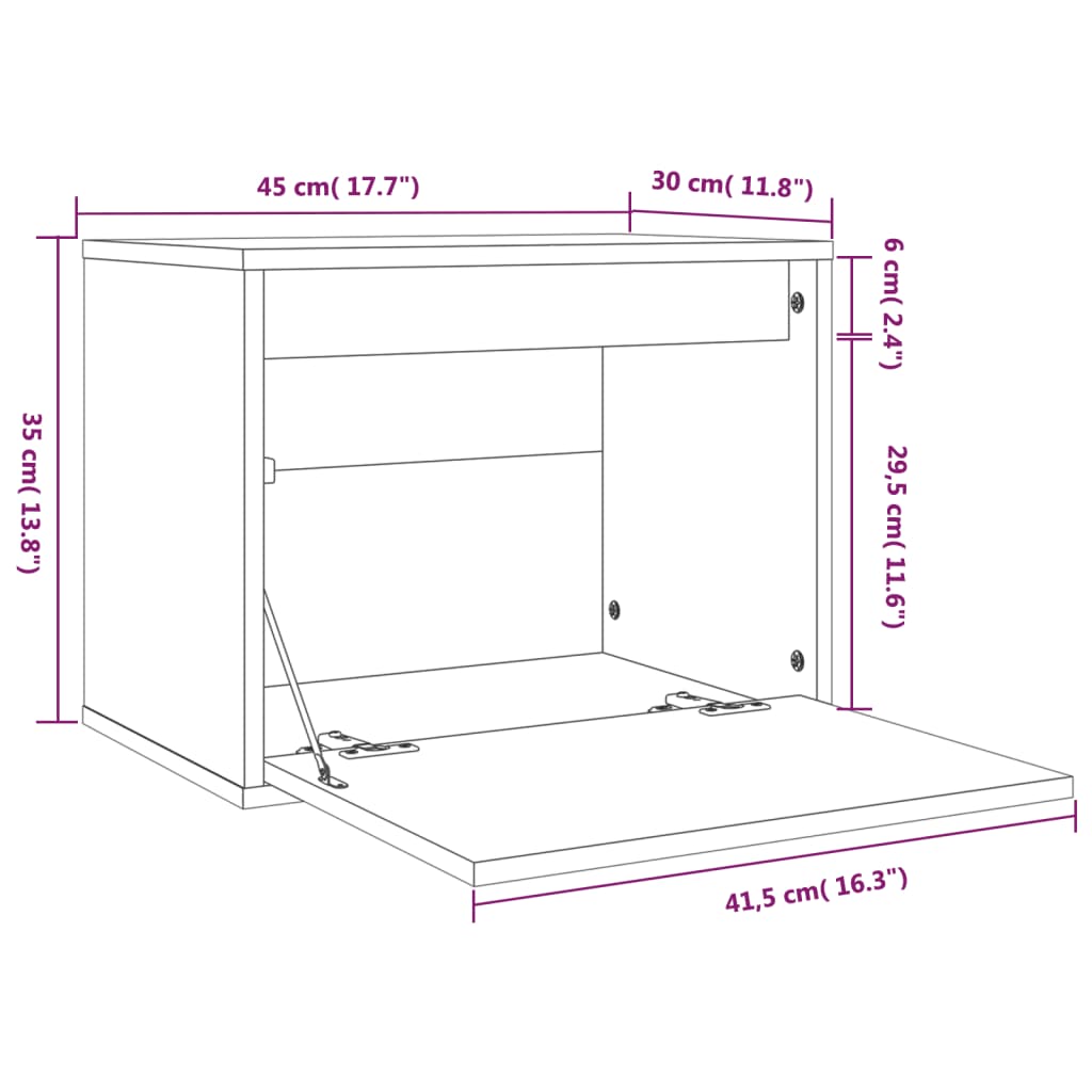vidaXL Wall Cabinet Gray 17.7"x11.8"x13.8" Solid Wood Pine