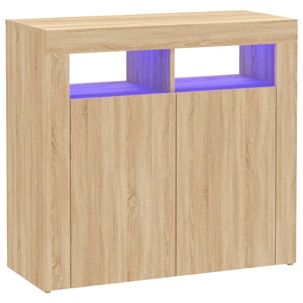 vidaXL Sideboard with LED Lights Sonoma Oak 31.5"x13.8"x29.5"