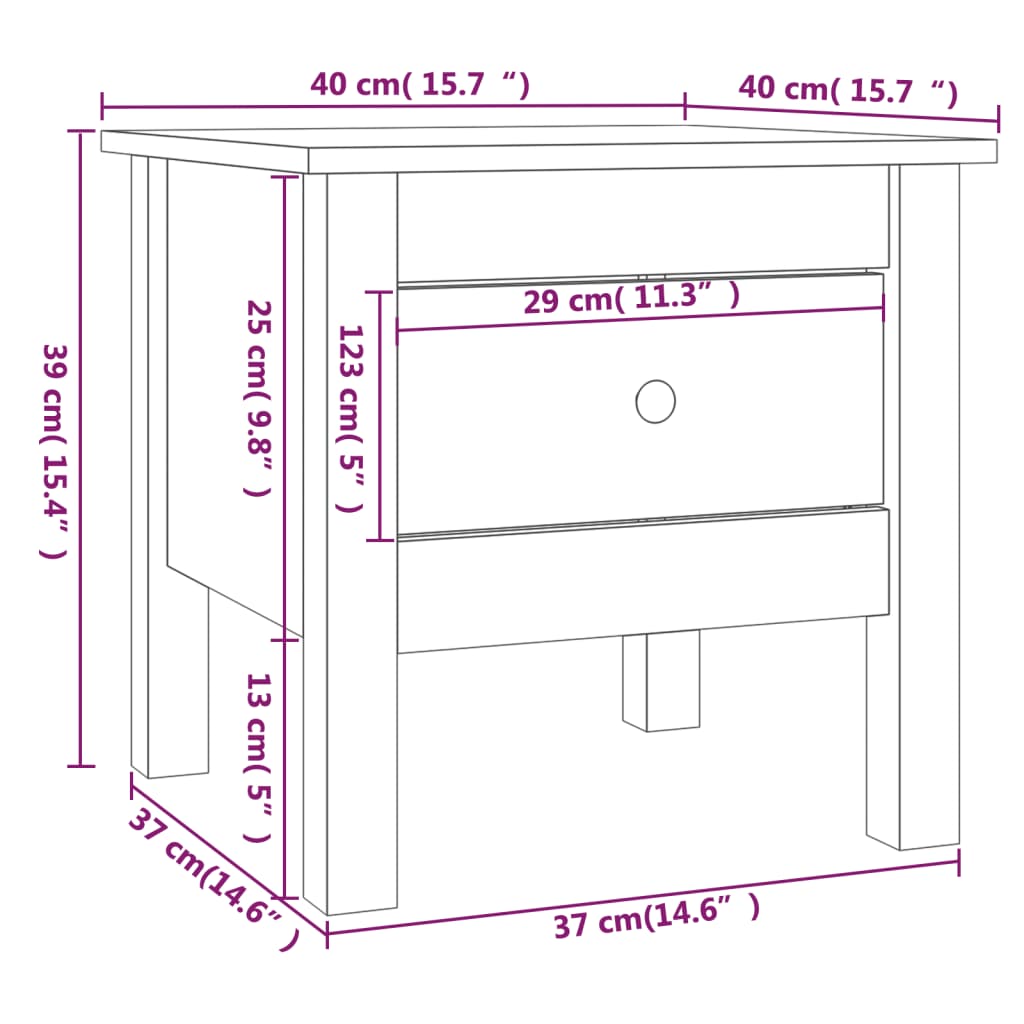 vidaXL Side Table Gray 15.7"x15.7"x15.4" Solid Wood Pine