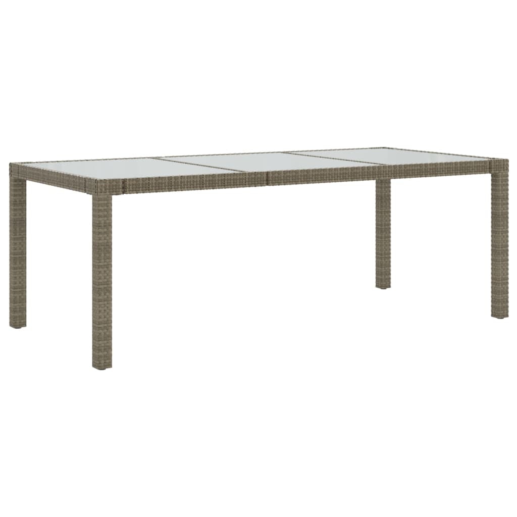 vidaXL Patio Table Gray 74.8"x35.4"x29.5" Tempered Glass and Poly Rattan