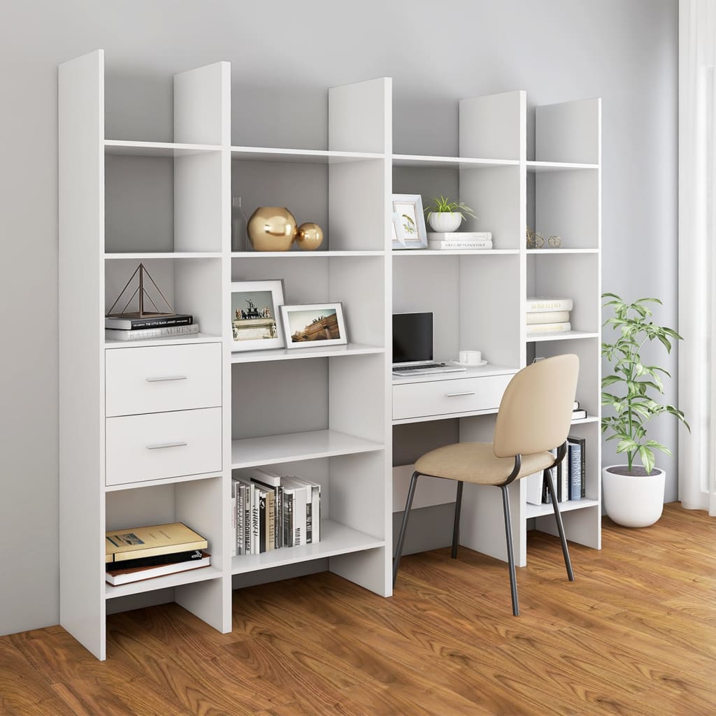 vidaXL Book Cabinet White 23.6"x13.8"x70.9" Engineered Wood