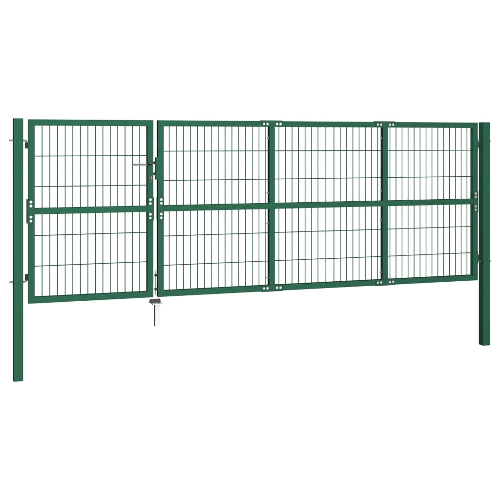 vidaXL Garden Fence Gate with Posts 137.8"x47.2" Steel Green