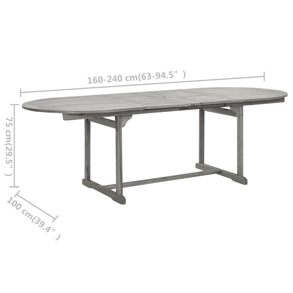 vidaXL Patio Dining Table (63"-94.5")x39.4"x29.5" Solid Acacia Wood
