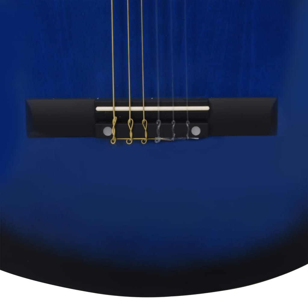 vidaXL 8 Piece Classical Guitar Kid Beginner Set Blue 3/4 36"