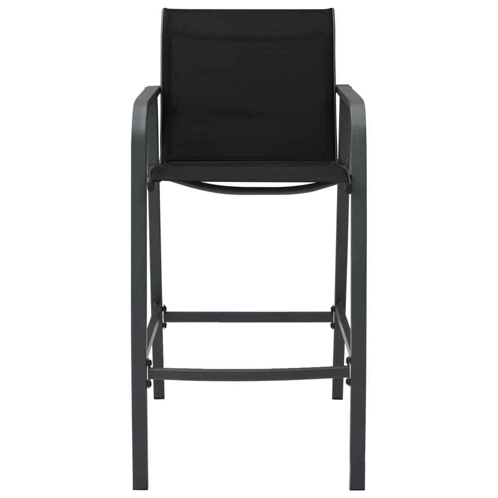 vidaXL Patio Bar Chairs 2 pcs Black Textilene