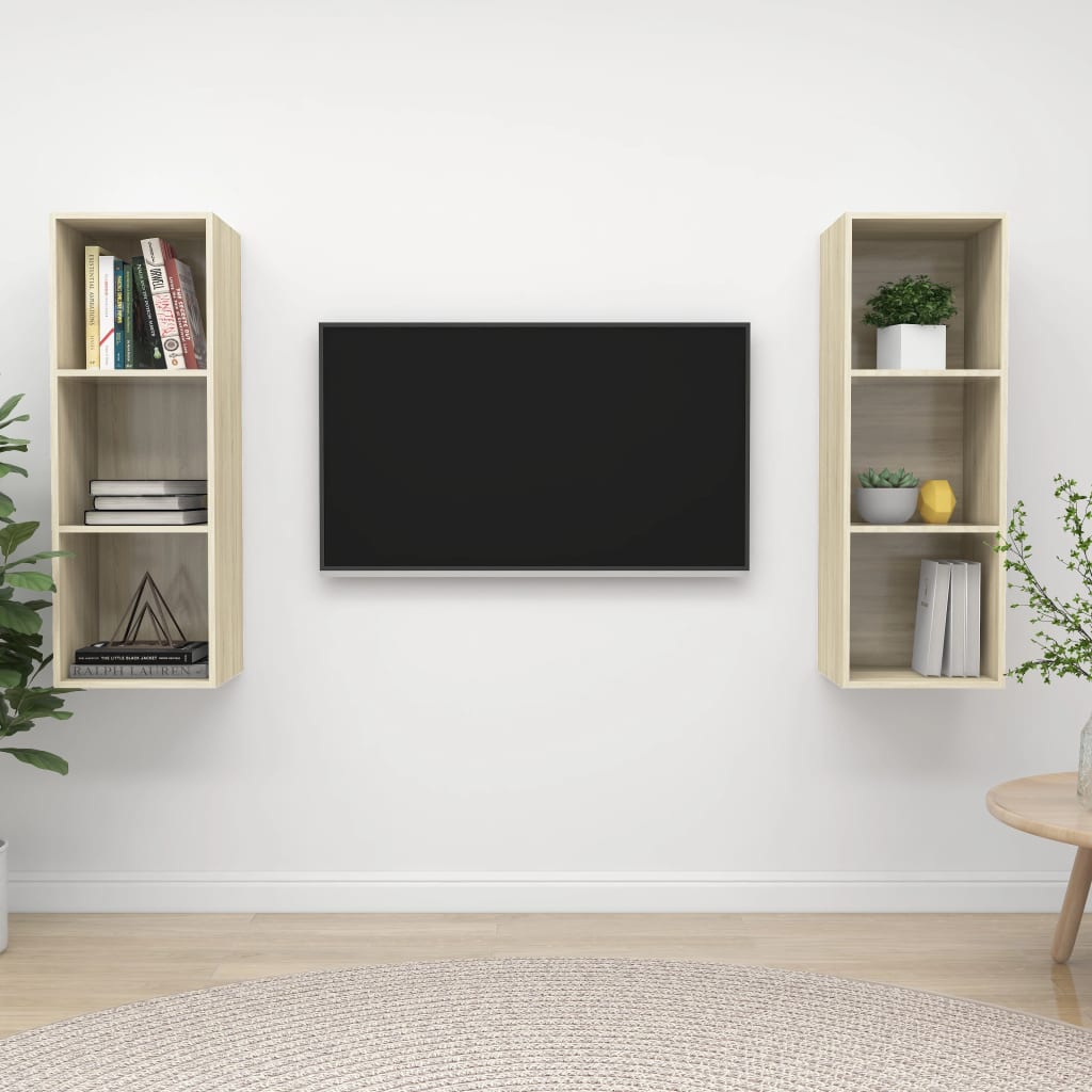 vidaXL Wall-mounted TV Cabinets 2 pcs Sonoma Oak Chipboard