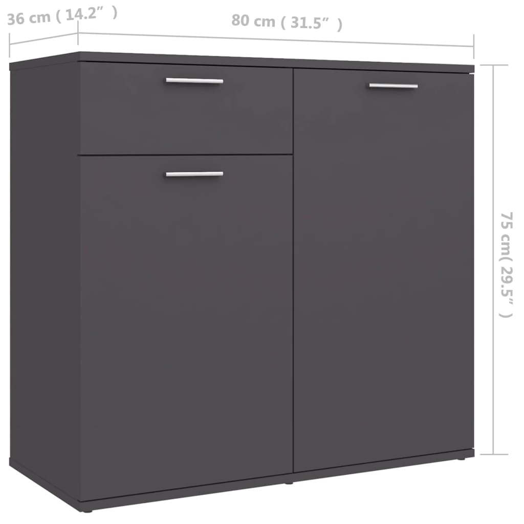 vidaXL Sideboard Gray 31.5"x14.2"x29.5" Engineered Wood