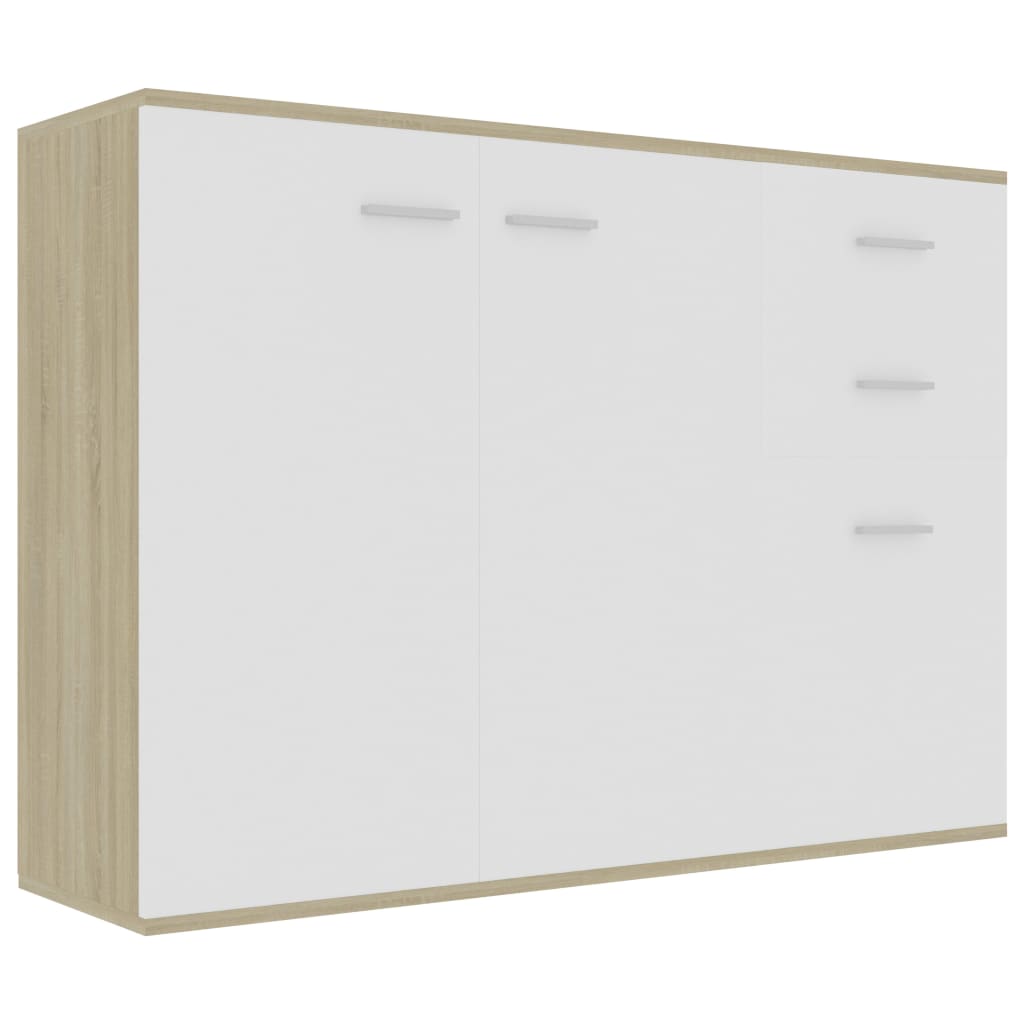 vidaXL Sideboard White and Sonoma Oak 41.3"x11.8"x29.5" Engineered Wood