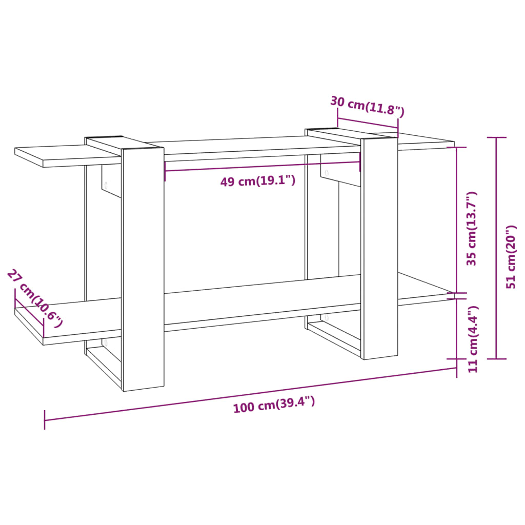 vidaXL Book Cabinet Concrete Gray 39.4"x11.8"x20.1" Engineered Wood