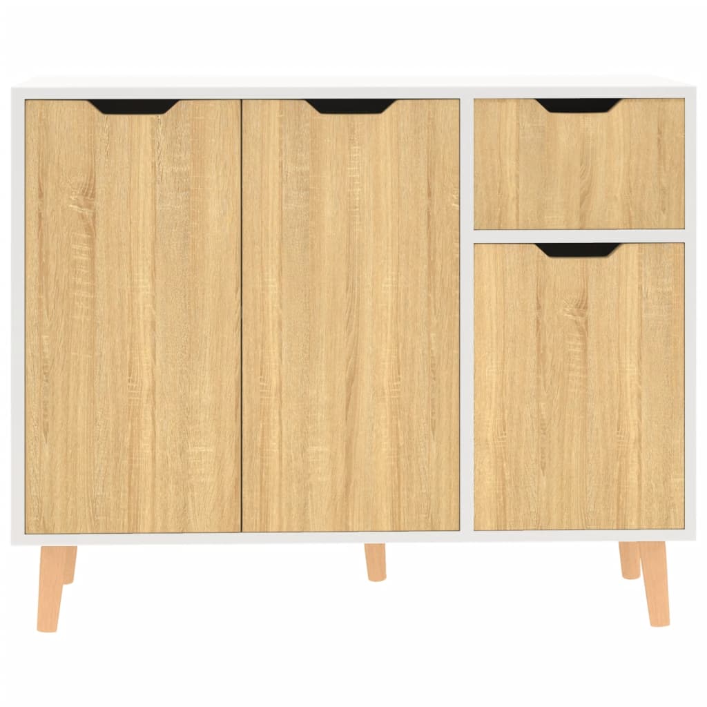 vidaXL Sideboard White and Sonoma Oak 35.4"x11.8"x28.3" Engineered Wood