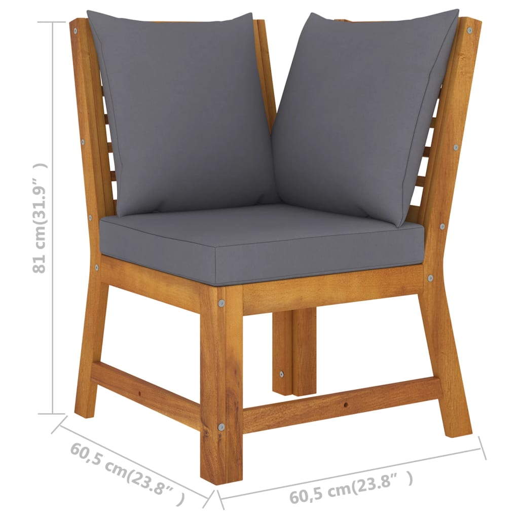 vidaXL 4 Piece Patio Lounge Set with Cushion Solid Acacia Wood