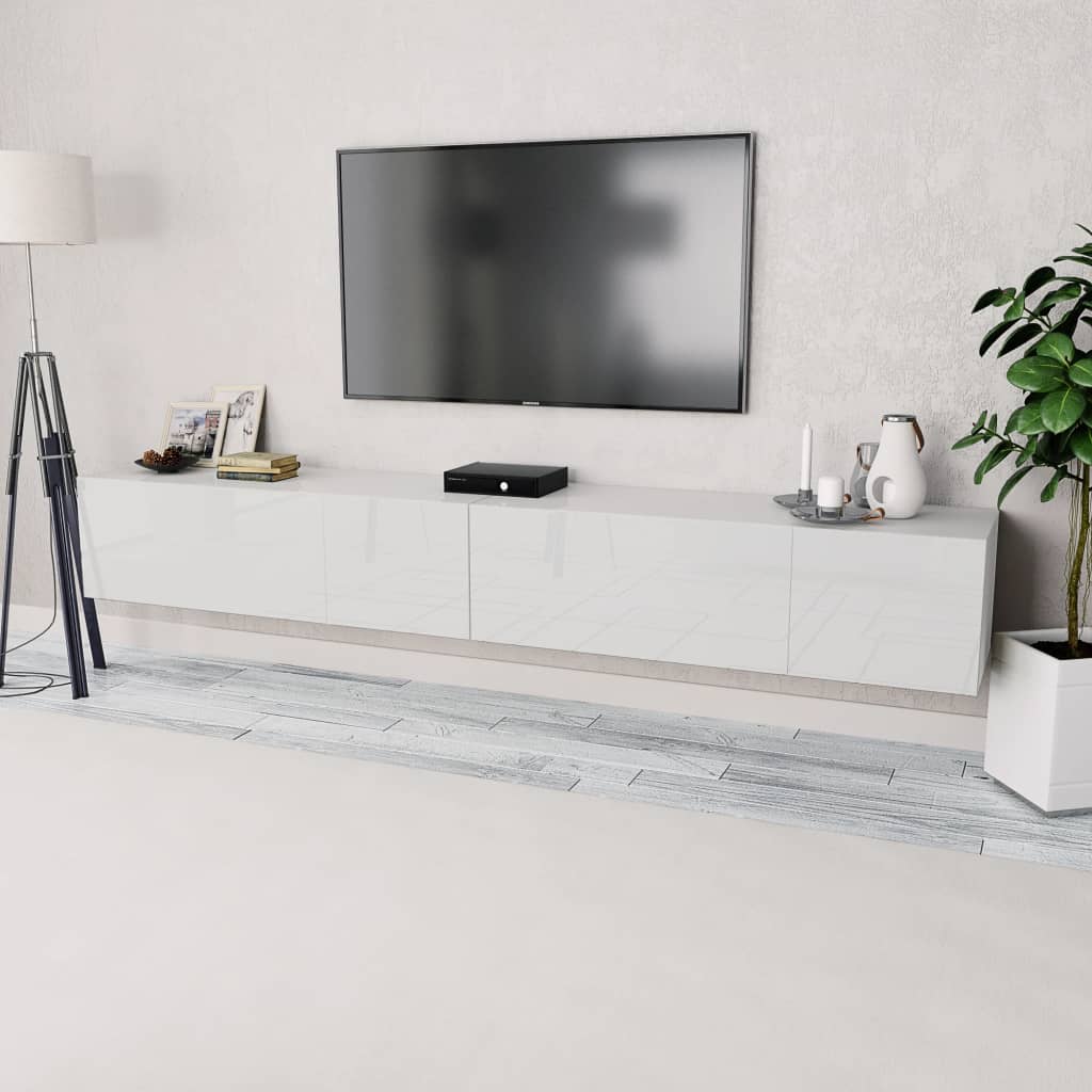 vidaXL TV Stands 2 Pcs Engineered Wood 47.2"x15.7"x13.4" High Gloss White