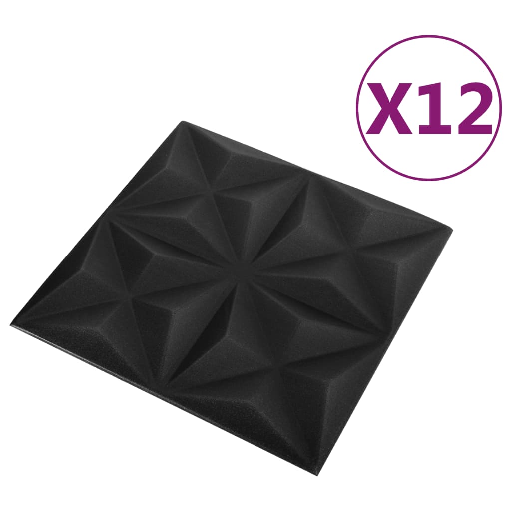 vidaXL 3D Wall Panels 12 pcs 19.7"x19.7" Origami Black 32.3 ft²