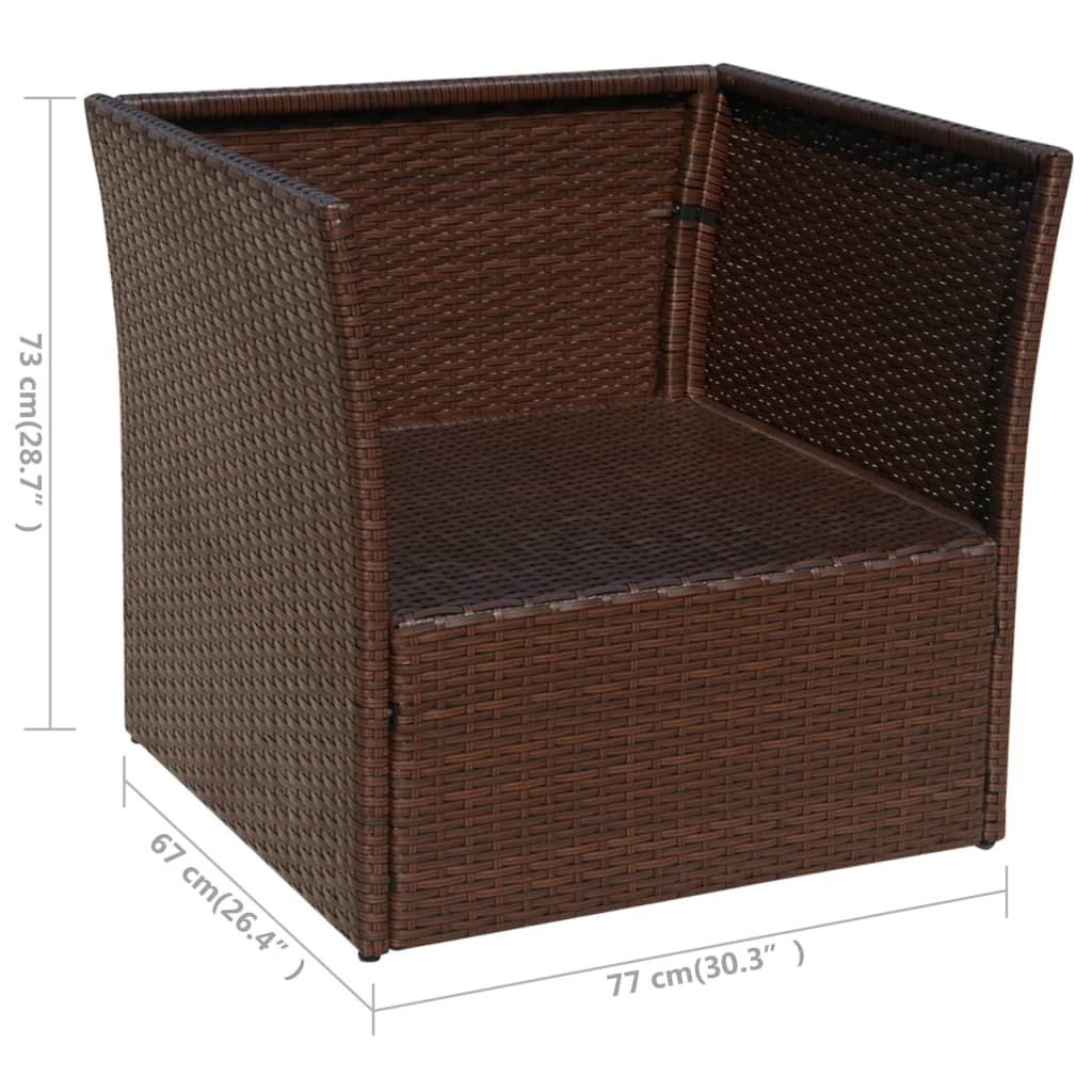 vidaXL Patio Chair with Stool Poly Rattan Brown