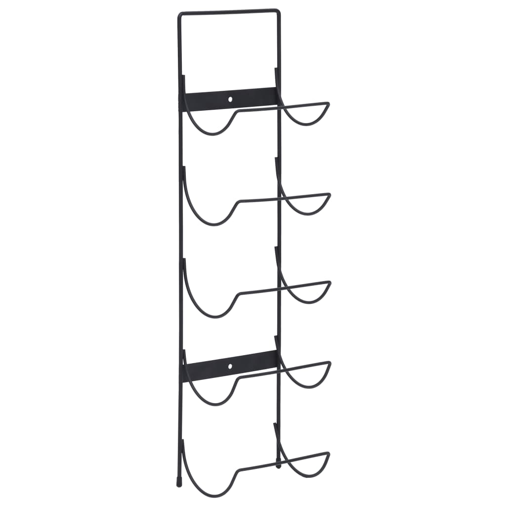 vidaXL Wall Mounted Wine Rack for 5 Bottles Black Iron