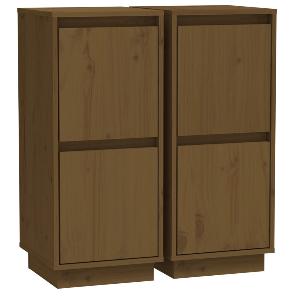 vidaXL Sideboards 2 pcs Honey Brown 12.4"x13.4"x29.5" Solid Wood Pine
