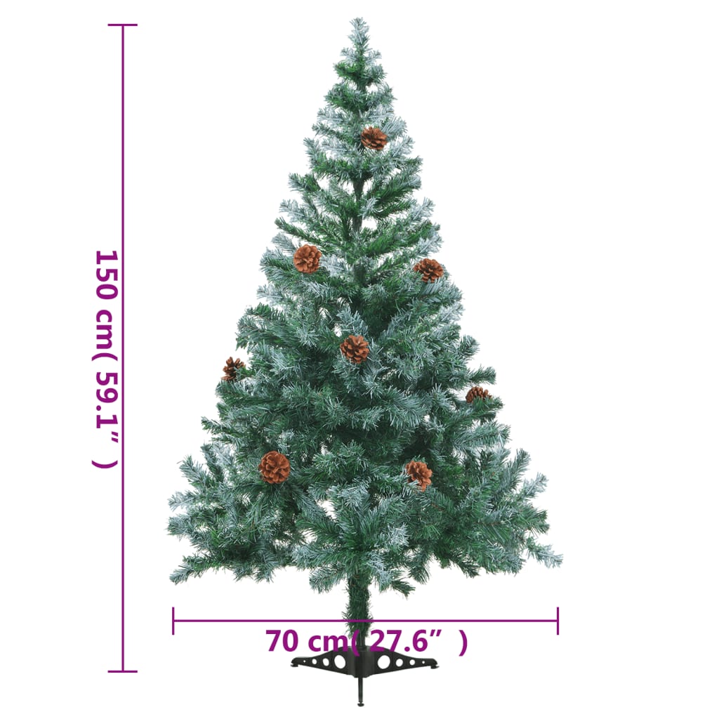 vidaXL Frosted Christmas Tree with Pinecones 59.1"