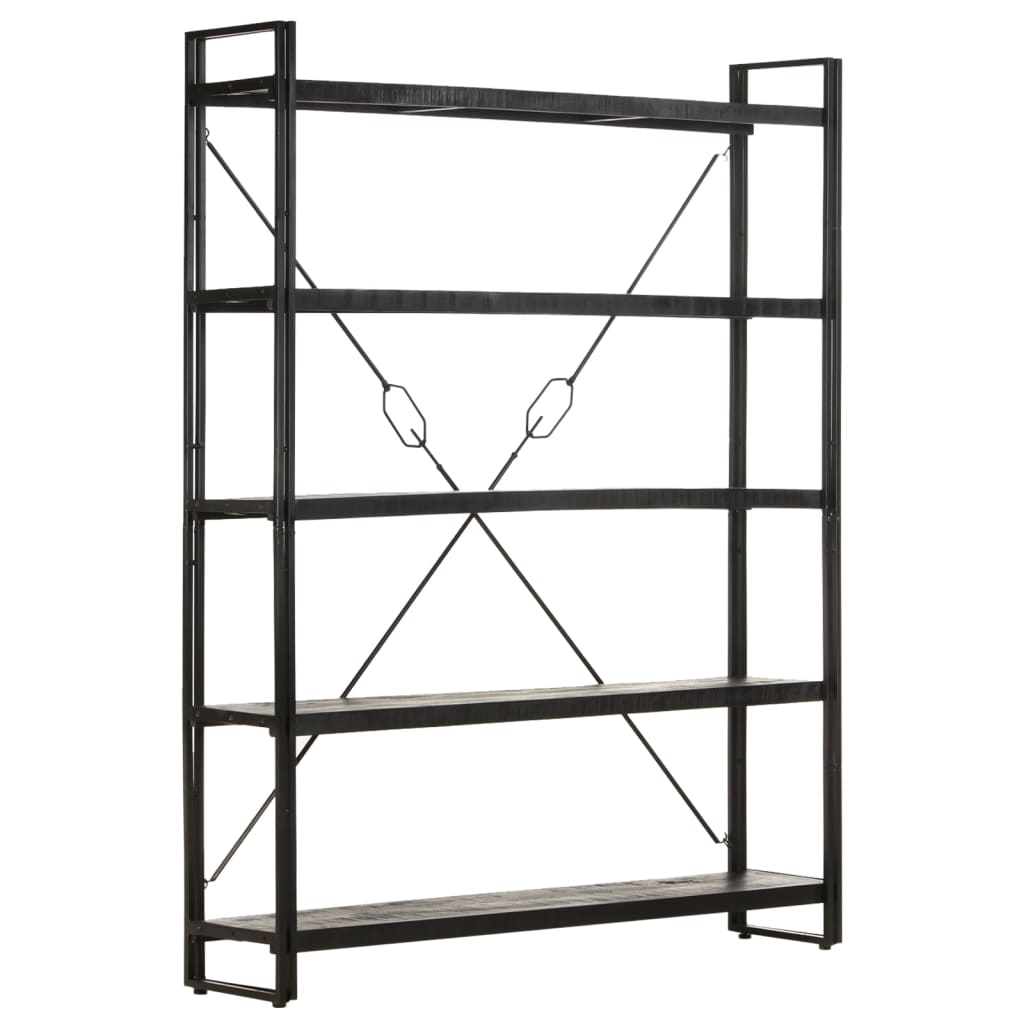 vidaXL 5-Tier Bookcase Black 55.1"x11.8"x70.9" Solid Mango Wood