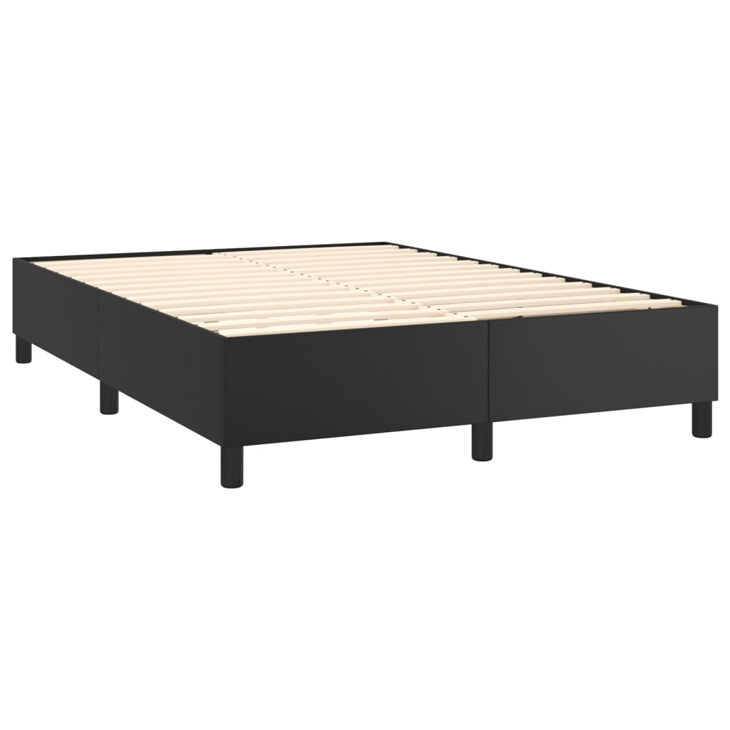 vidaXL Box Spring Bed with Mattress Black 53.9"x74.8" Faux Leather