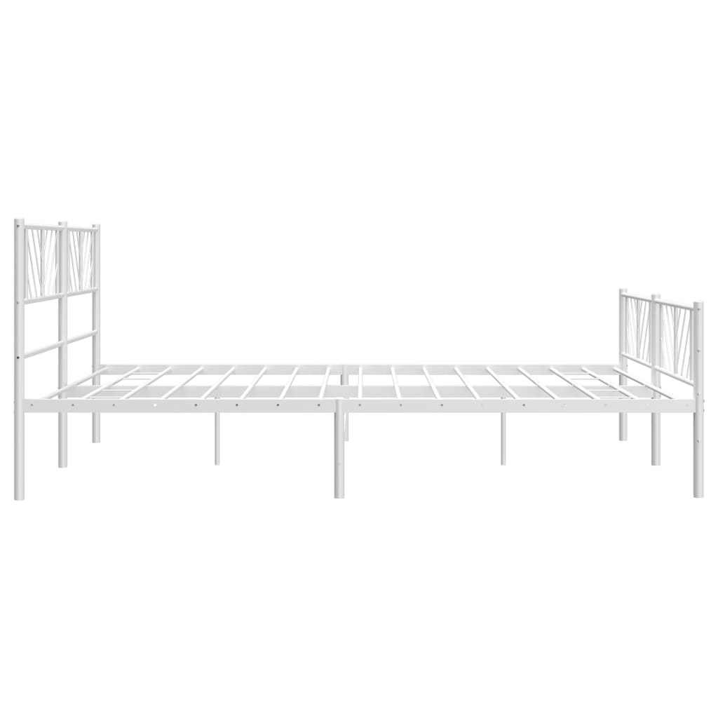 vidaXL Metal Bed Frame with Headboard and Footboard White 76"x79.9" King