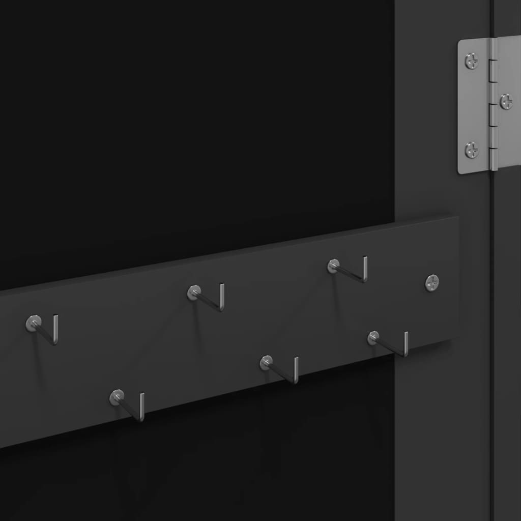 vidaXL Mirror Jewelry Cabinet Wall Mounted Black 14.8"x3.9"x41.7"