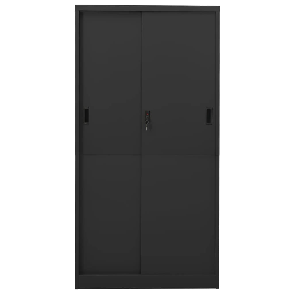 vidaXL Office Cabinet with Sliding Door Anthracite 35.4"x15.7"x70.9" Steel