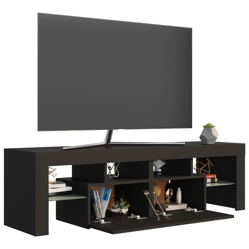 vidaXL TV Stand with LED Lights Gray 55.1"x14.4"x15.7"