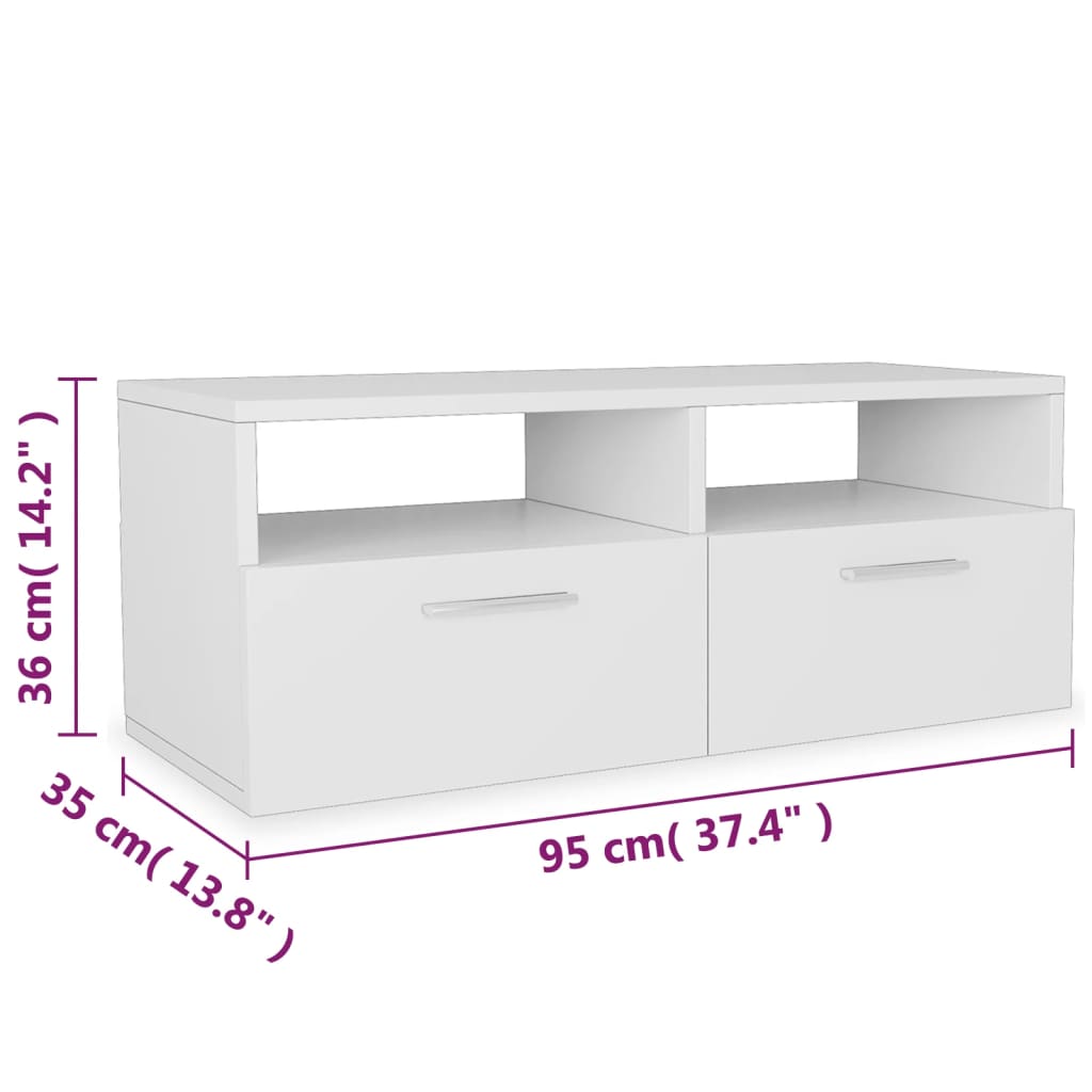 vidaXL TV Cabinets 2 pcs Engineered Wood 37.4"x13.8"x14.2" White