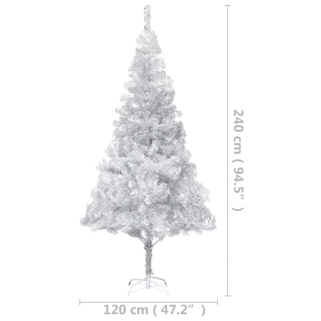 vidaXL Artificial Pre-lit Christmas Tree with Stand Silver 94.5" PET