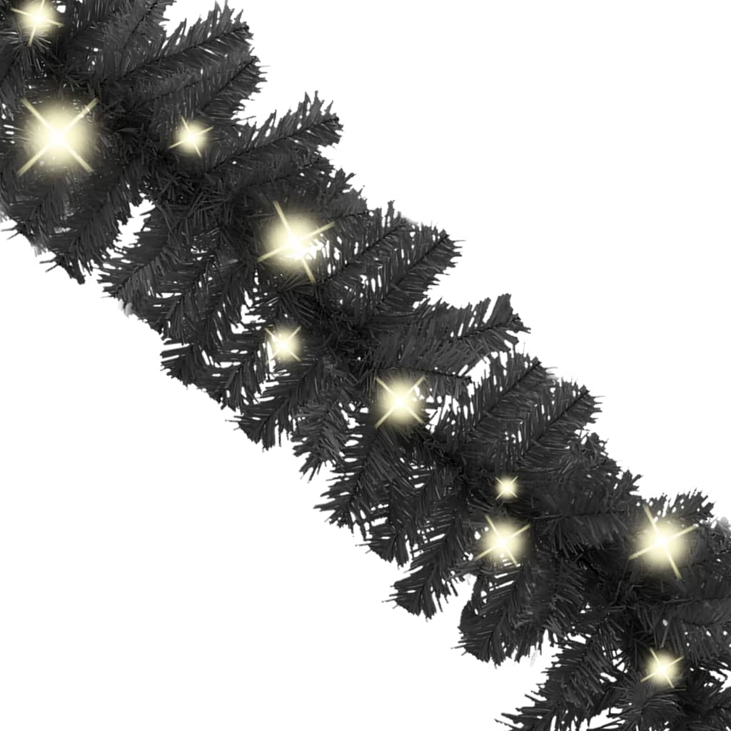 vidaXL Christmas Garland with LED Lights 33 ft Black