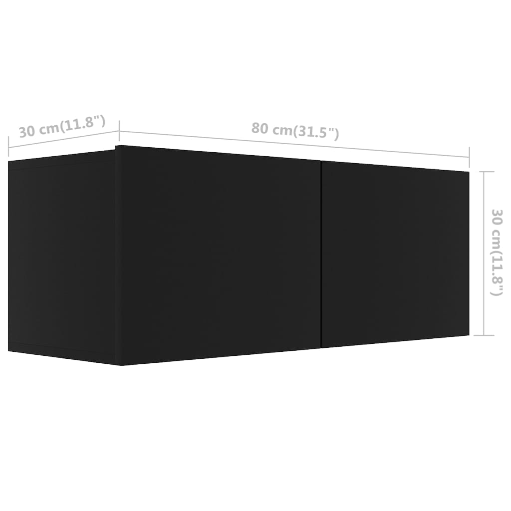 vidaXL TV Stand Black 31.5"x11.8"x11.8" Engineered Wood
