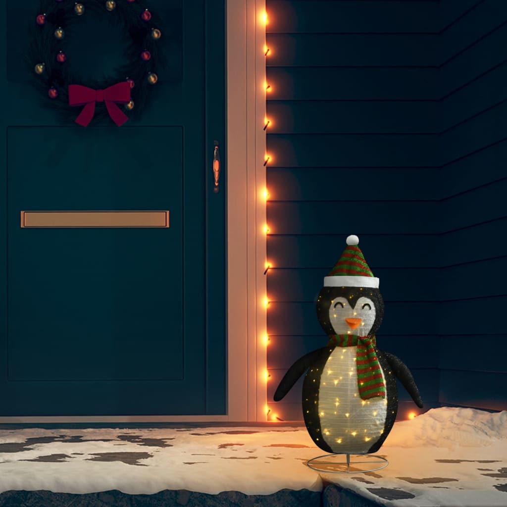 vidaXL Decorative Christmas Snow Penguin Figure LED Luxury Fabric 2 ft