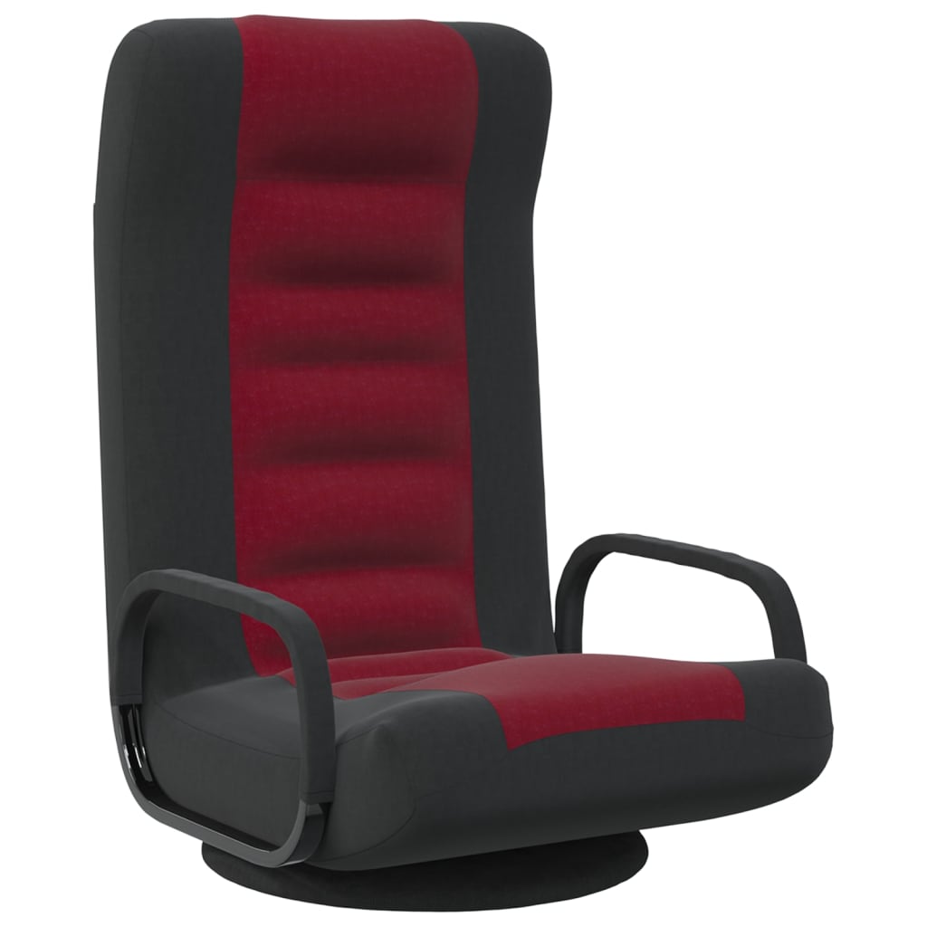 vidaXL Swivel Floor Chair Black and Wine Red Fabric