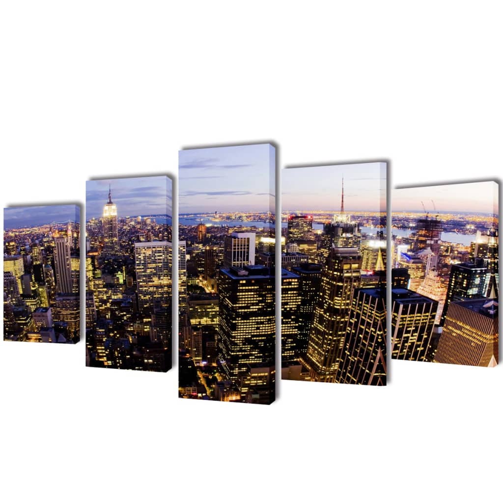Canvas Wall Print Set Birds Eye View of New York Skyline 79" x 39"