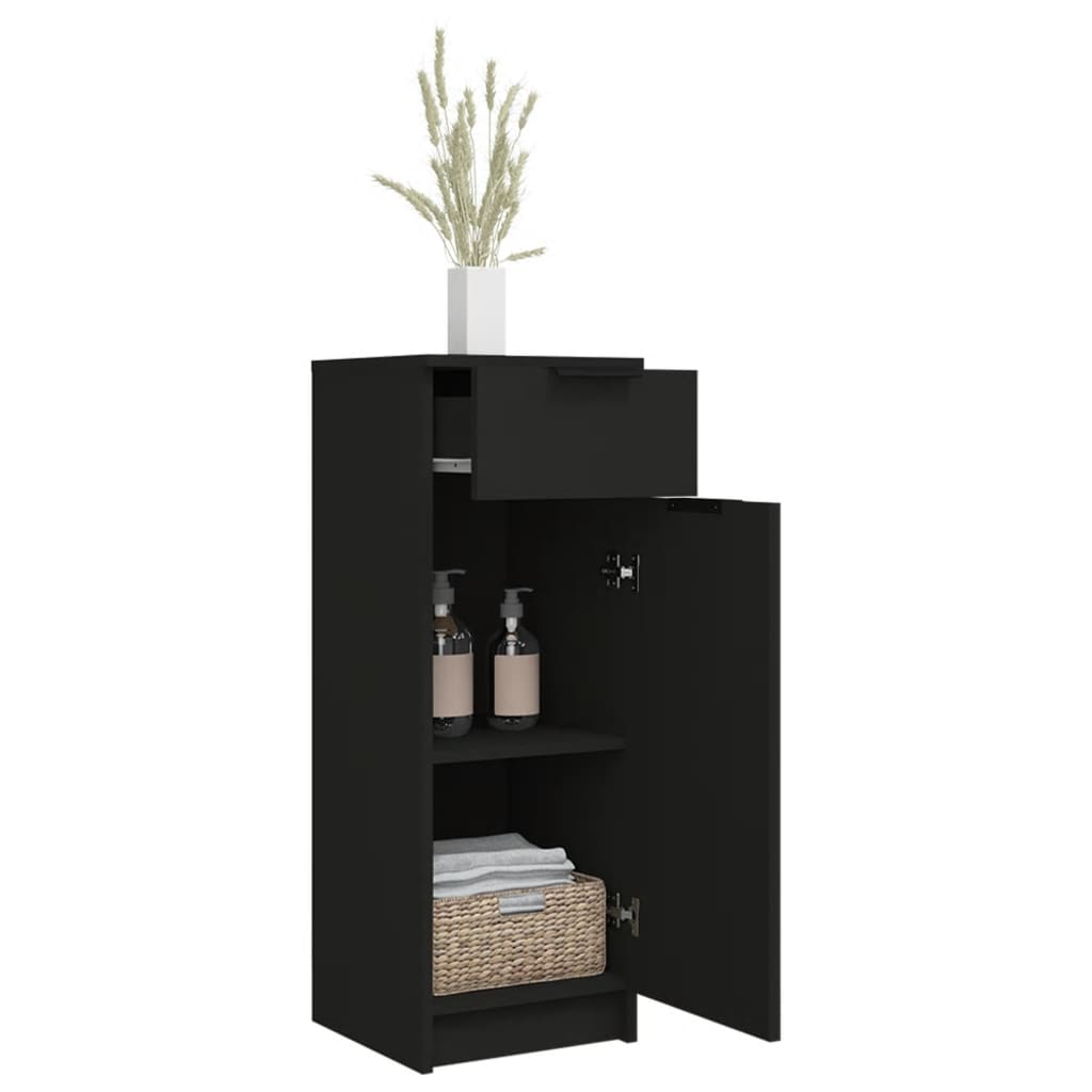 vidaXL Bathroom Cabinet Black 12.6"x13.4"x35.4" Engineered Wood