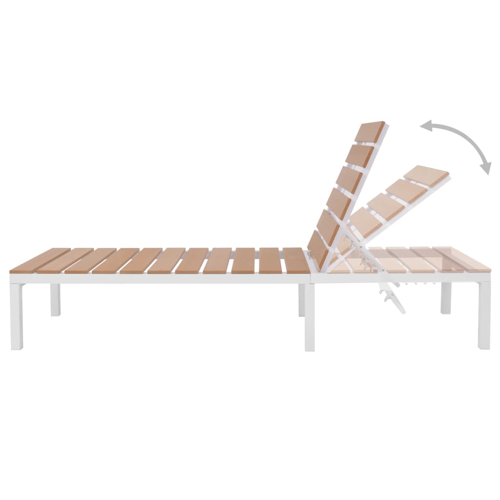 vidaXL Sun Loungers 2 pcs with Table Aluminum and WPC White and Brown