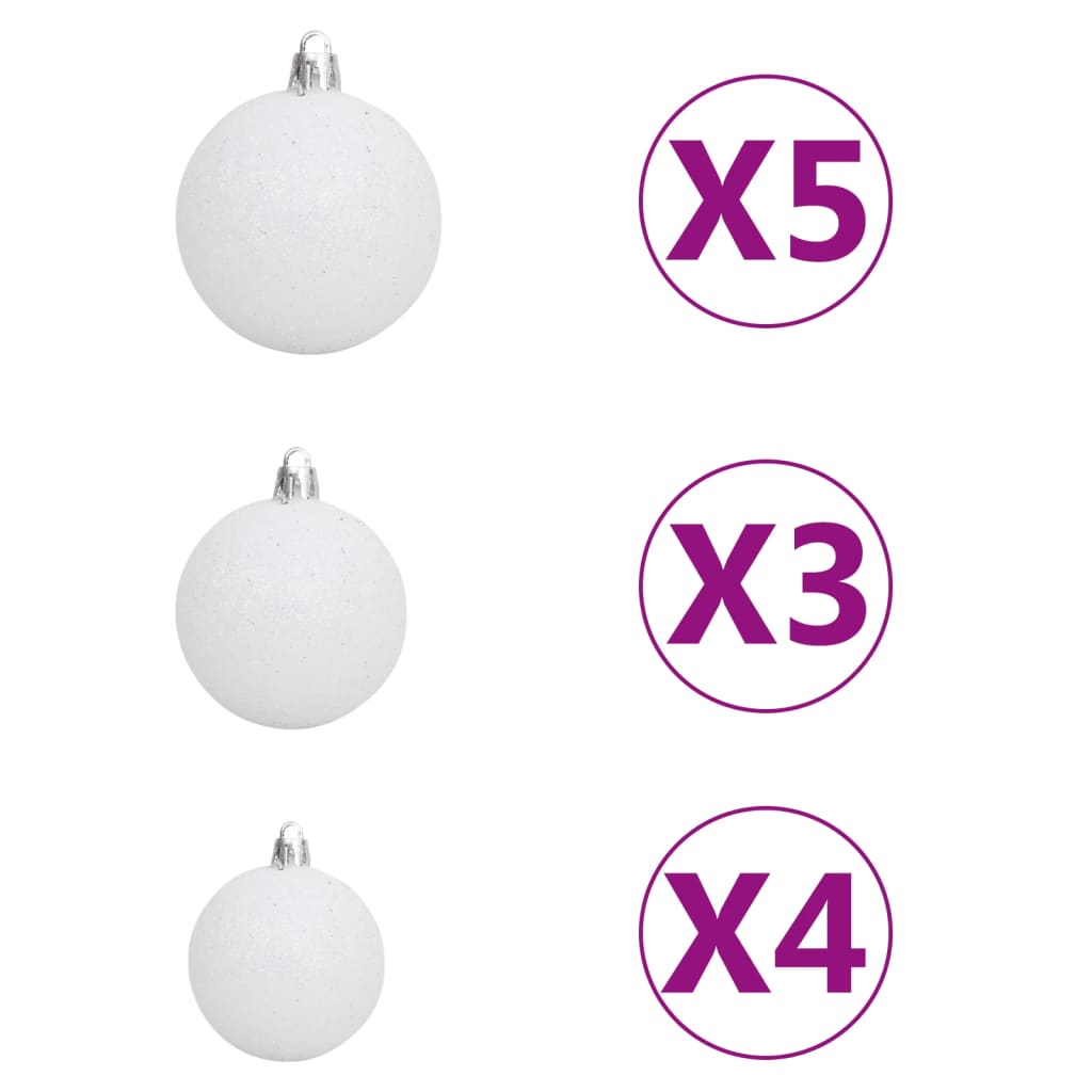 vidaXL Artificial Christmas Tree with LEDs&Ball Set Black 70.9" PVC