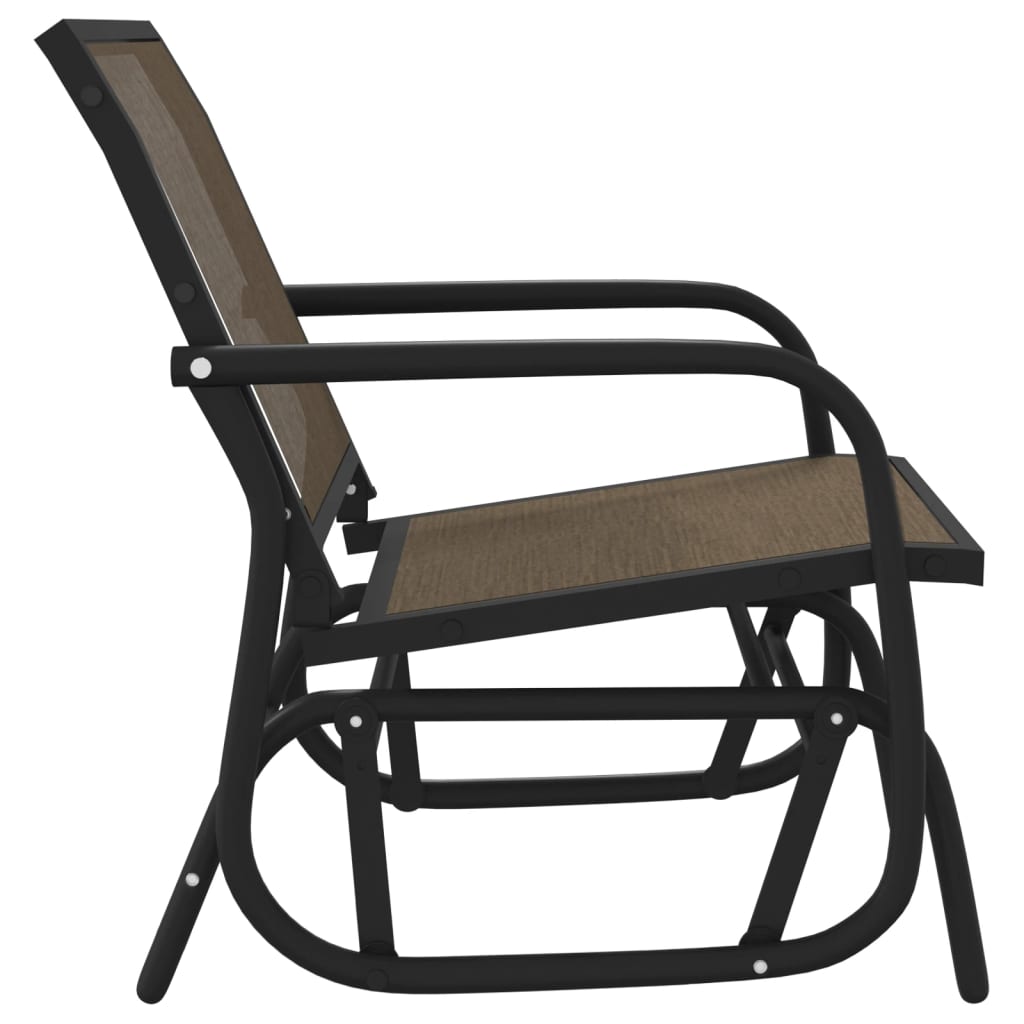 vidaXL Garden Glider Chair Brown 24"x29.9"x34.3" Textilene&Steel