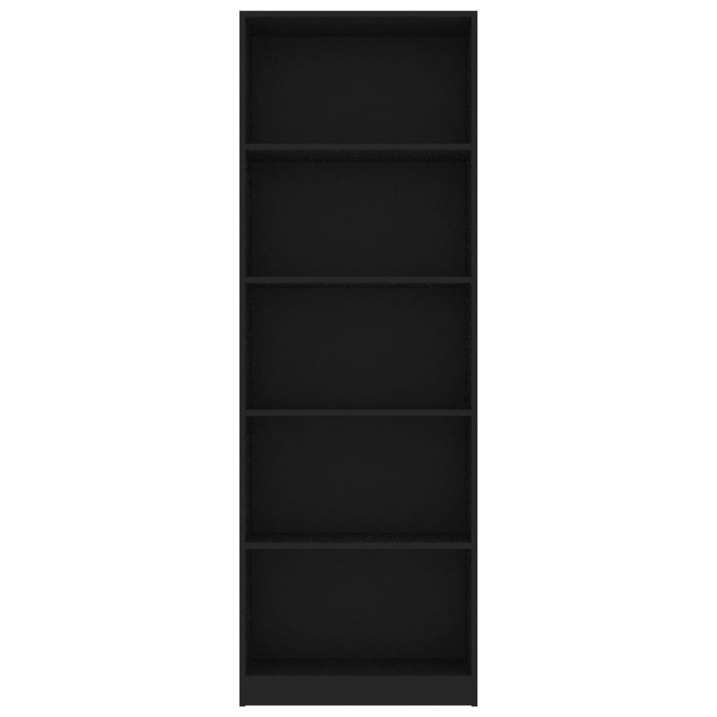 vidaXL 5-Tier Book Cabinet Black 23.6"x9.4"x68.9" Engineered Wood