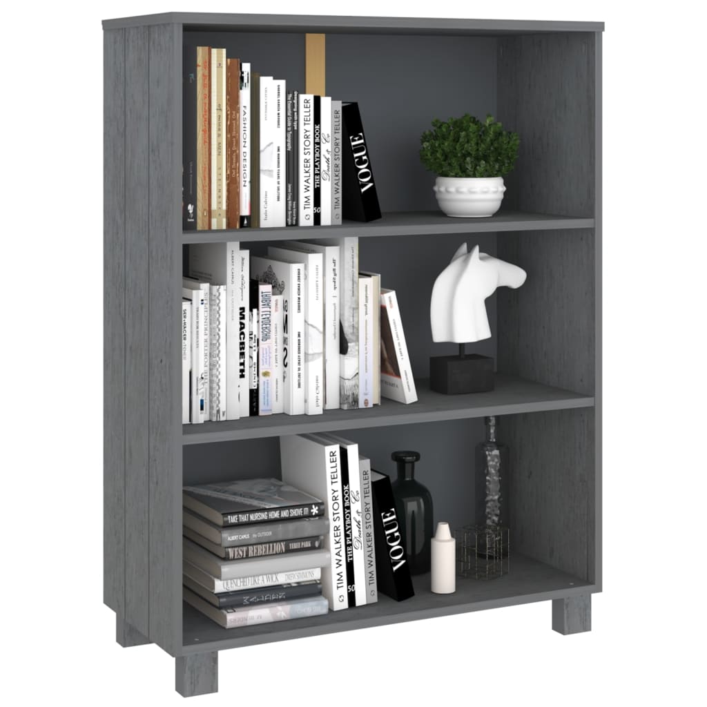 vidaXL Book Cabinet HAMAR Dark Gray 33.5"x13.8"x44.1" Solid Wood Pine