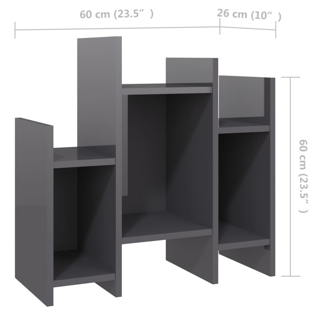 vidaXL Side Cabinet High Gloss Gray 23.6"x10.2"x23.6" Engineered Wood