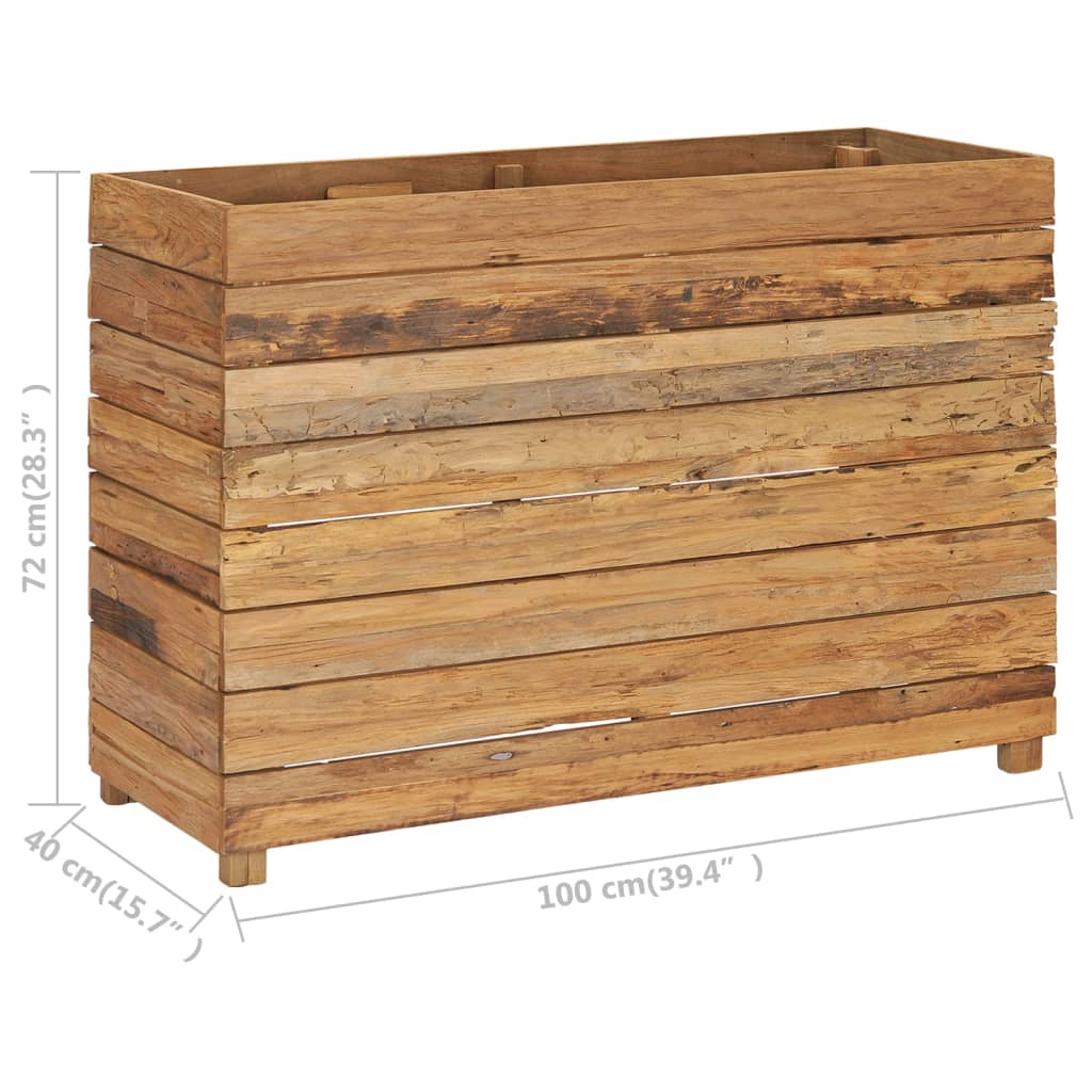 vidaXL Raised Bed 39.4"x15.7"x28.3" Recycled Teak Wood and Steel