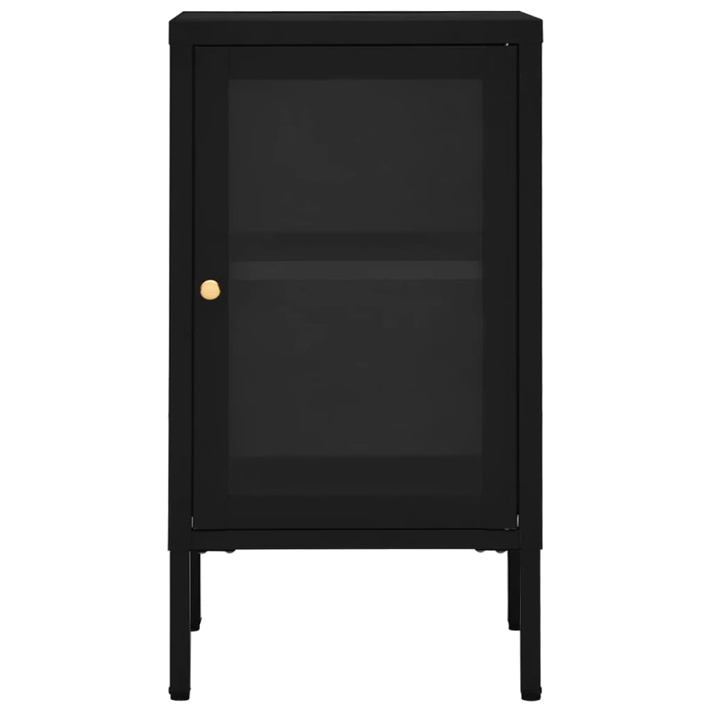 vidaXL Sideboard Black 15"x13.8"x27.6" Steel and Glass